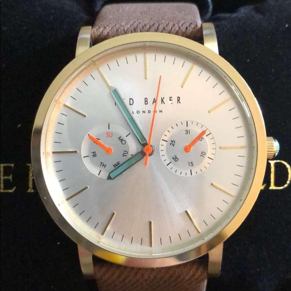 NWT Ted Baker Men’s multifunction leather Watch